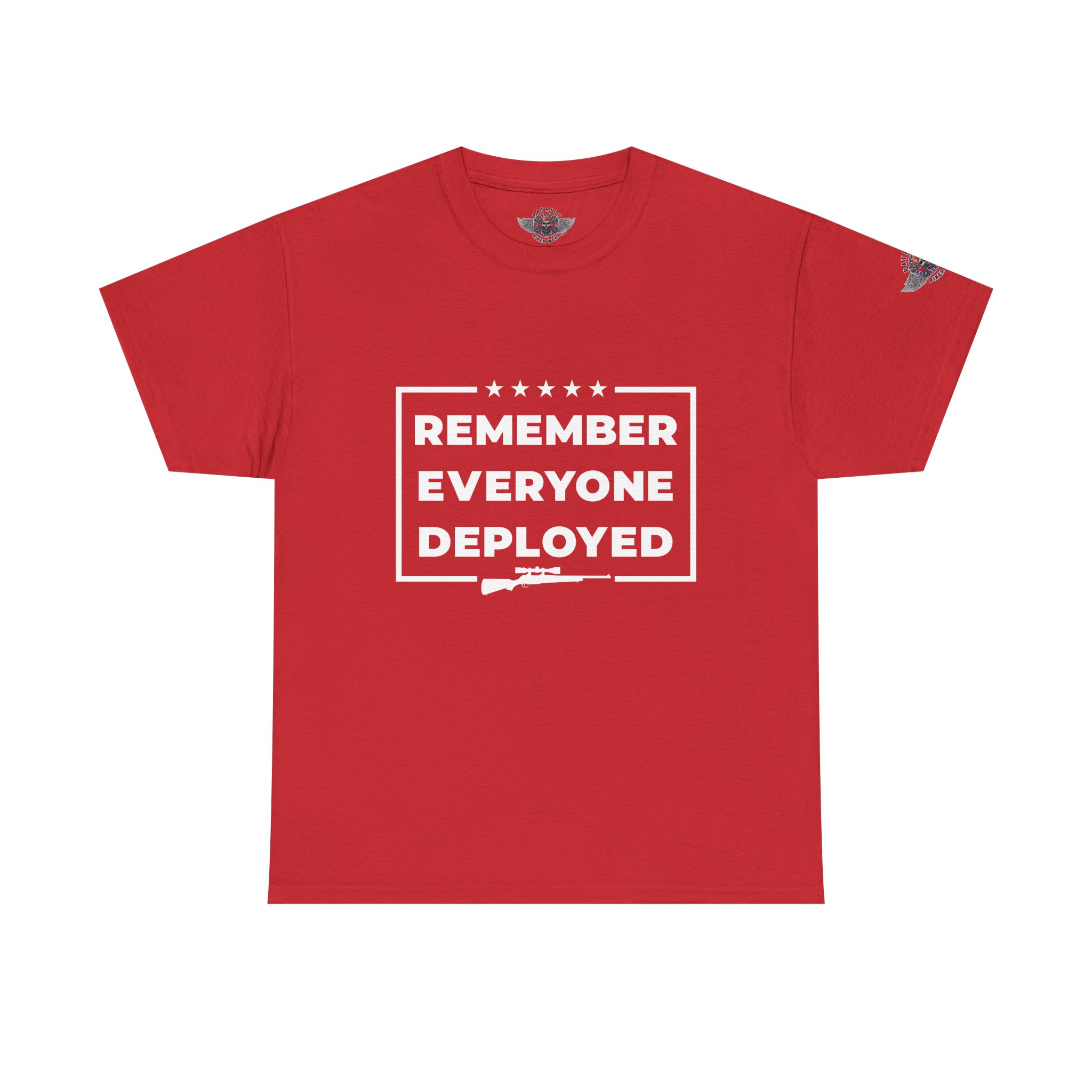 Remember Everyone Deployed - Unisex Heavy Cotton Tee - Motorcycle Statement T-Shirt for Bikers, Patriots, Gifts for Friends & Family, Casual Wear.