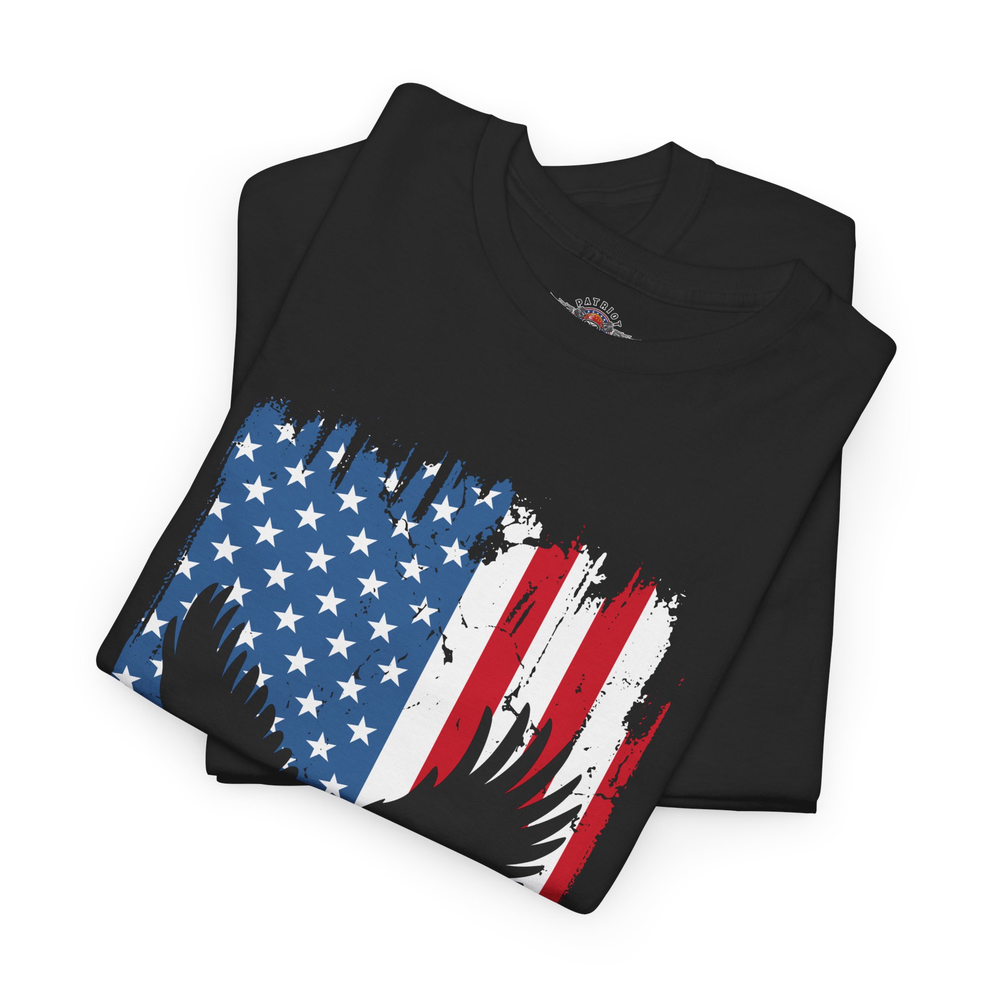 American Flag With Eagle 2 - Unisex Heavy Cotton Tee - Motorcycle Statement T-Shirt for Bikers, Patriots, Gifts for Friends & Family, Casual Wear. - Image 3