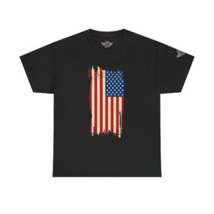 American Flag - Unisex Heavy Cotton Tee - Motorcycle Statement T-Shirt for Bikers, Patriots, Gifts for Friends & Family, Casual Wear.