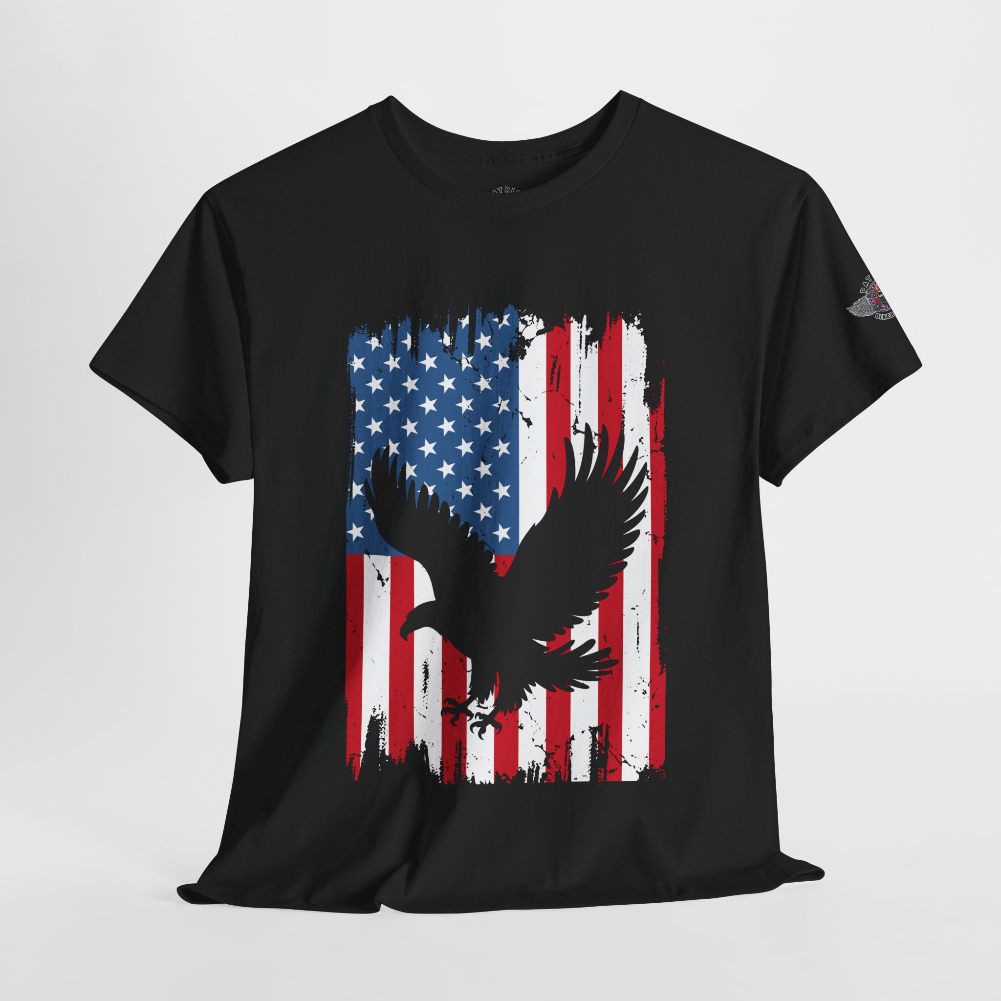 American Flag With Eagle 2 - Unisex Heavy Cotton Tee - Motorcycle Statement T-Shirt for Bikers, Patriots, Gifts for Friends & Family, Casual Wear. - Image 4