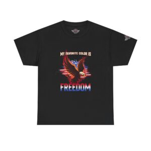 My Favorite Color Is Freedom - Unisex Heavy Cotton Tee - Motorcycle Statement T-Shirt for Bikers, Patriots, Gifts for Friends & Family, Casual Wear.